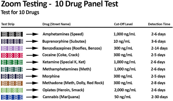 10 Panel Drug Test Strips